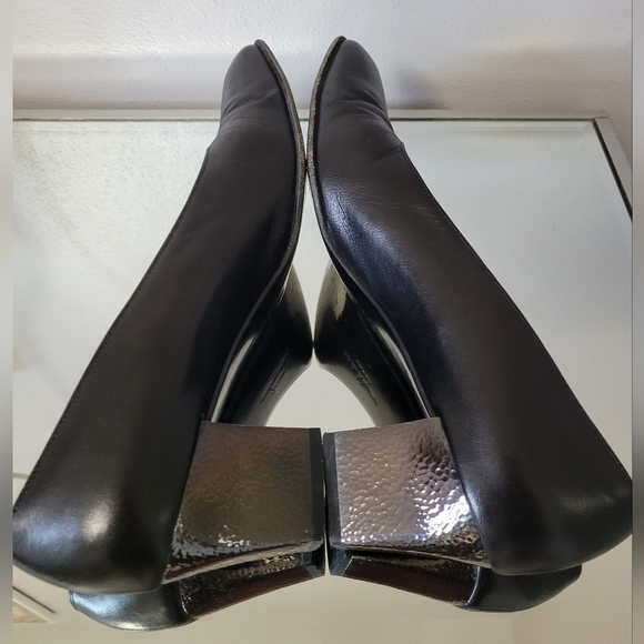 Salvatore Ferragamo Vintage Classic Square Toe Black Leather Block Heel US 7.5 - Picture 8 of 11
